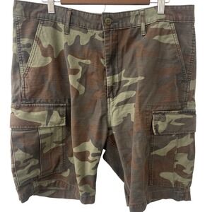 Levis Mens Camo Cargo Shorts Size 36 Green Brown Woodland Camouflage Urbancore